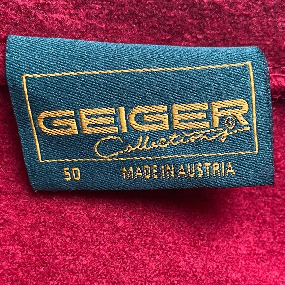 Geiger Austrian Boiled Wool Jacket Cherry Red Ruffles Party Holiday Sz XXL - Picture 8 of 8